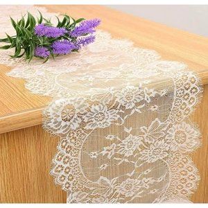 6 pack | White Lace Table Runner 14x120 Inches Wedding Tablecloth Overlay